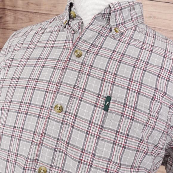 G.H. Bass & Co Shirt Mens XL Gray Plaid Button Down Short Sleeve Pocket Casual - Picture 2 of 9